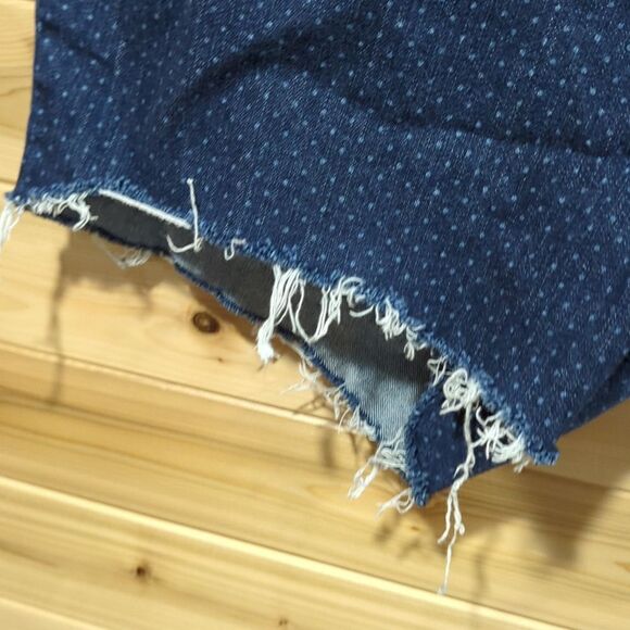 Lands' End Womens Shorts 24W Blue Polka Dot Cut Off Denim Shorts - Picture 4 of 12